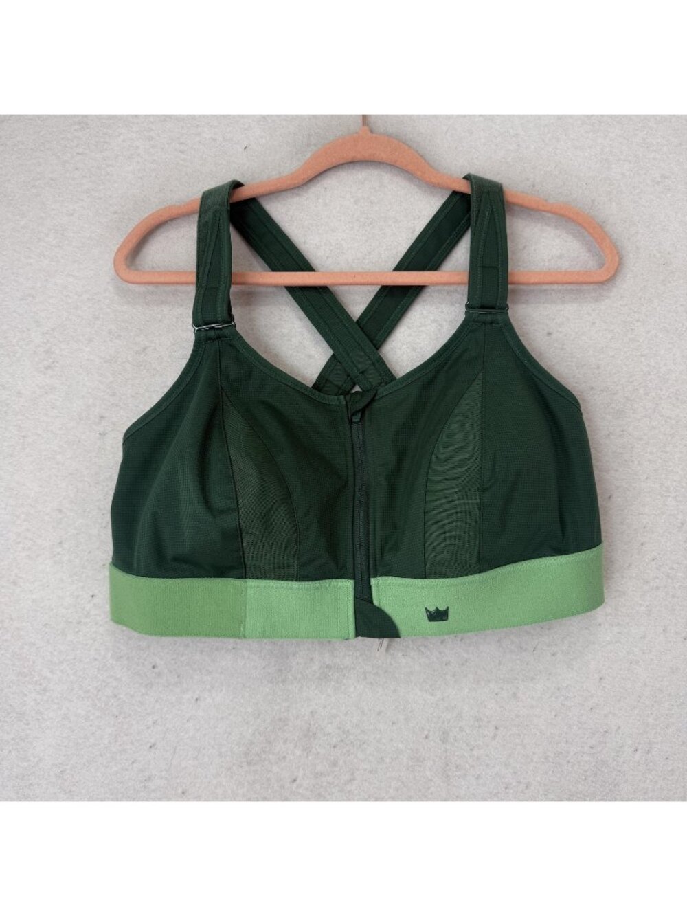 SHEFIT Dark Green & Light Green Front-Zip High Support Sports Bra